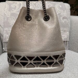 Metallic Convertible Bucket Bag
